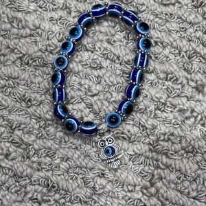 4/$20 Blue and Silver Beaded Bracelet with Charm